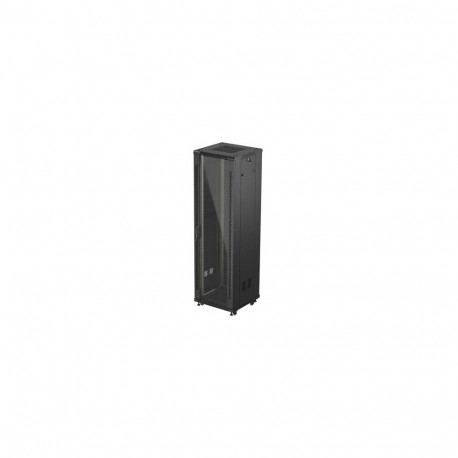 RACK CABINET 19" FREE-STANDING 42U/600X600 (FLAT PACK) WITH GLASS DOOR BLACK LANBERG