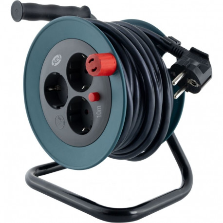 REV Kabeltrommel Mini 3-kohaline 10m petrol/must 0010042100