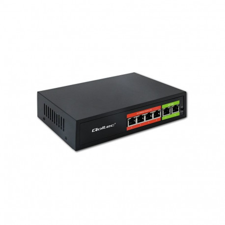 6-Port Fast Ethernet PoE Switch (4 PoE Ports + 2 Uplink), 65W