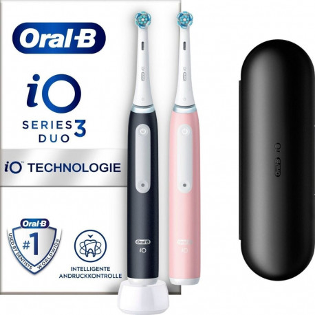 Oral-B iO Series 3N Duo, Elektrische Zahnbürste (schwarz/rosa, Matt Black//Blush Pink inkl. 2. Hands