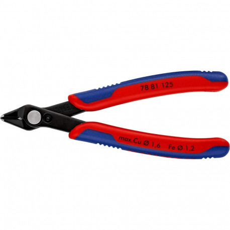 KNIPEX Electronic Super Knips 78 81 125, electronics pliers (red/blue, with opening spring and openi