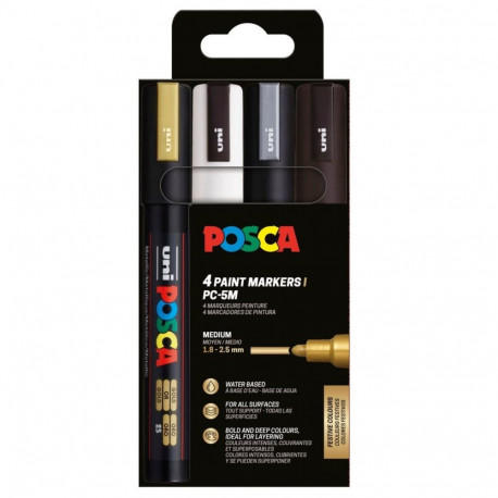 Värvimarker UNI Posca PC-5M 1,8-2,5mm 4 värvi komplekt
