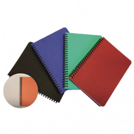 Kaustik spiraalköites A6 SMLT ruuduline kartongkaaned värvivalik 96 lehte