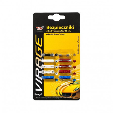 VIRAGE silindrikujulised auto kaitsmed komplekt 10 tk