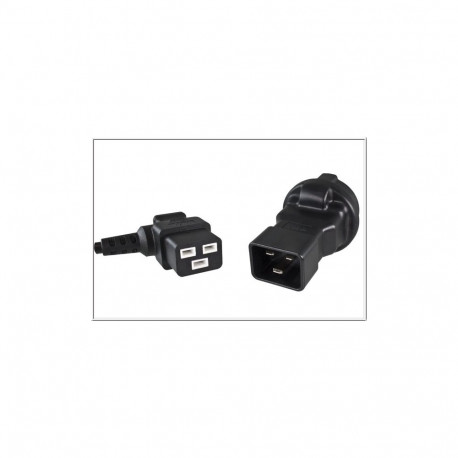 Adapter IEC C20 male to SCHUKO CEE 7/3 female,  230V, 16A