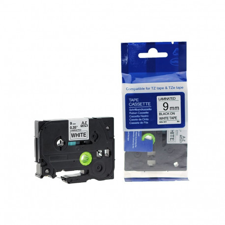 Markeerimislint Brother TZE-221, 9mm, must/valgel, analoog