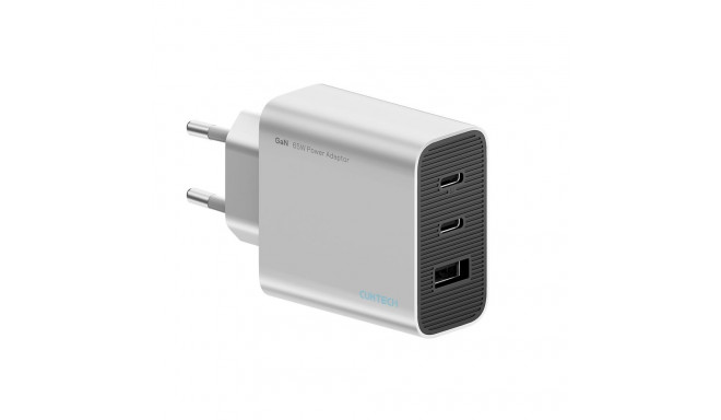 Cuktech Cuktech 65W GaN 2xUSB-C 1xUSB-A Wall Charger - Gray