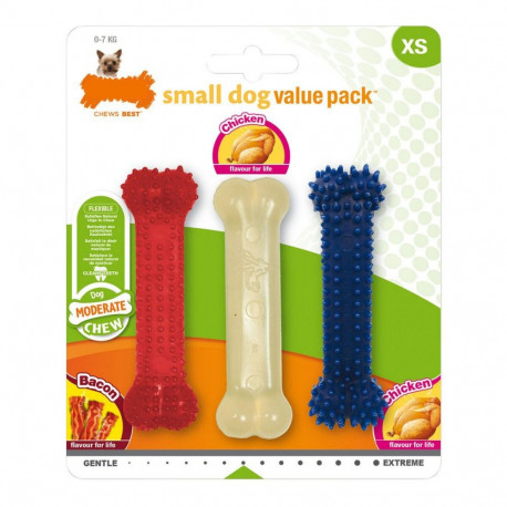 Koera närimismänguasi Nylabone Value Pack Bacon Suurus S Kana Termoplastne (3 pcs)