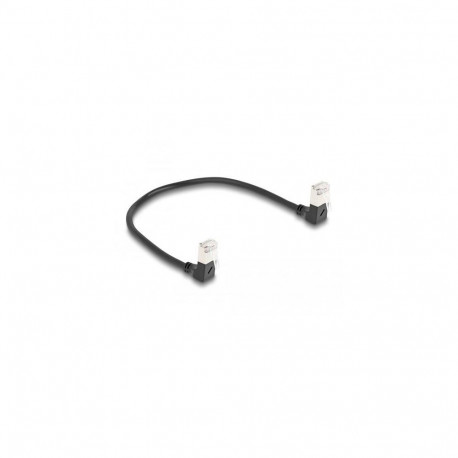 DeLOCK RJ45 Network Cable Cat.6A S/FTP Slim 90° downwards / downwards angled 0.25 m black