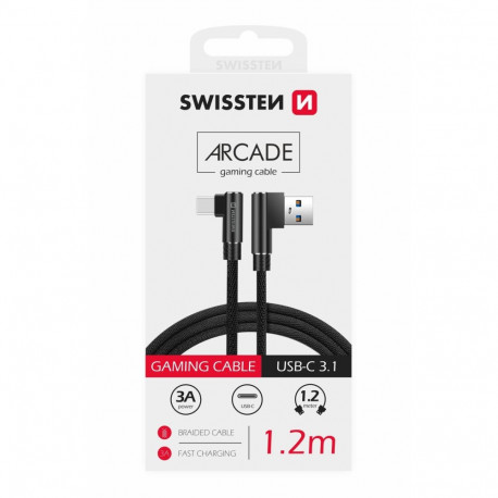 Swissten L Type Textile Universal Quick Charge 3.1 USB to USB-C Data and Charging Cable 1.2m