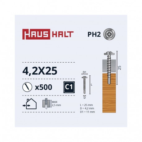 SELF SCREW 4,2X25 WOOD+DRILL (500)