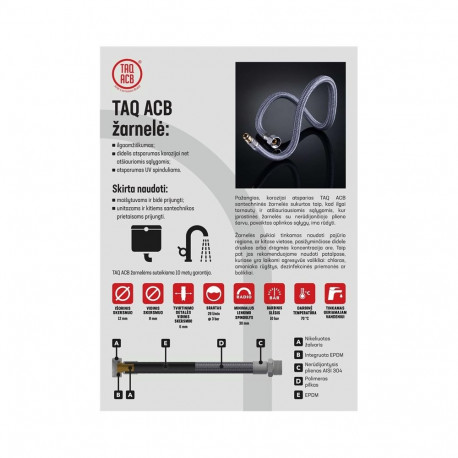 SANITARY HOSE 30CM TAQ ACB M3/8-F3/8