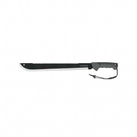 Truper double-edge machete with injected handle and sheath, 46cm blade