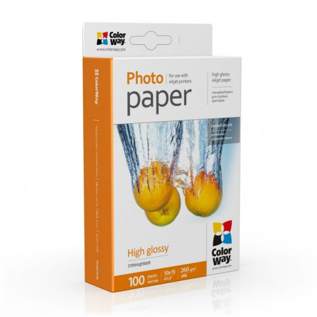 ColorWay Photo Paper PG2601004R Glossy, White, 10 x 15 cm, 260 g/m