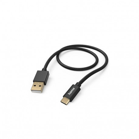 Cable Hama "Fabric"  USB-A/USB-C 1.5m Nylon, Black