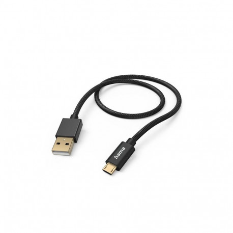 Cable Hama "Fabric"  USB-A/Micro-USB 1.5m Nylon, Black