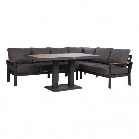 Garden furniture set RIO corner sofa and table, dark grey