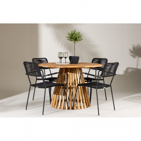 Aiamööbli komplekt LUMPUR ümmargune laud ja 4 tooli