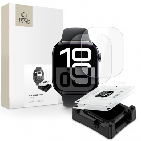 FOLIA HYDROŻELOWA TECH-PROTECT SUPREME SET+ 2-PACK APPLE WATCH 10 / 11 (46 MM) CLEAR