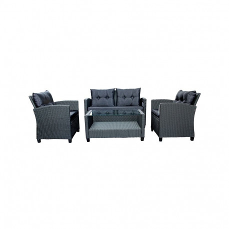 OUTDOOR FURNITURE SET BLACK 4 SEATER