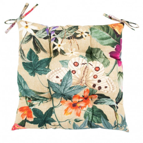 Chair pad AMAZONIA 40x40cm, beige floral
