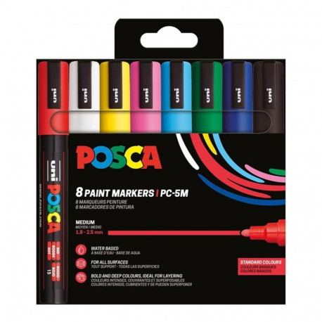 uni POSCA marker PC-5M, 1,8-2,5  mm, 8 tk põhivärvid