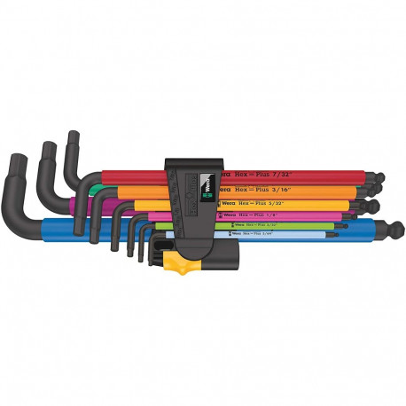 950/9 Hex-Plus Multicolour Imperial 2 Winkelschlüssel-Satz (schwarz, 9-teilig, zöllig, mit Halteclip
