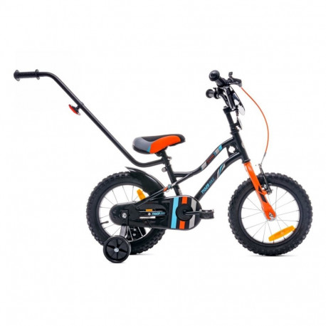 Tiger Bike jalgratas 14" lükkesangaga, must, oranž ja türkiissinine