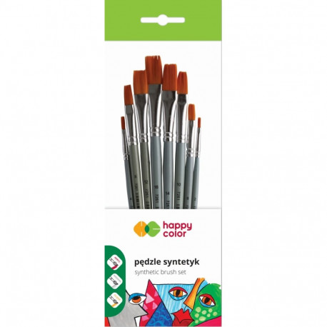 Sünteetiliste harjastega lapikud pintslid - komplekt