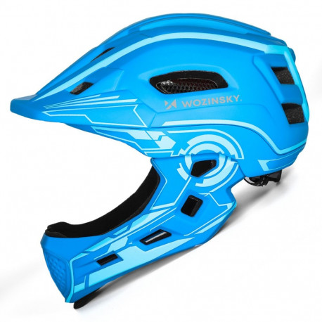 Wozinsky Kids Full Face Bike Helmet with USB Rear Light S - Blue