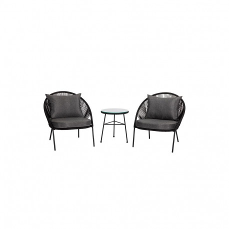OUTDOOR FURNITURE SET BLACK 2 SEAT