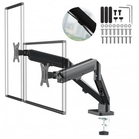 Maclean 2 monitor mount, gas spring, 17"-32", 2-10kg, black, MC-134