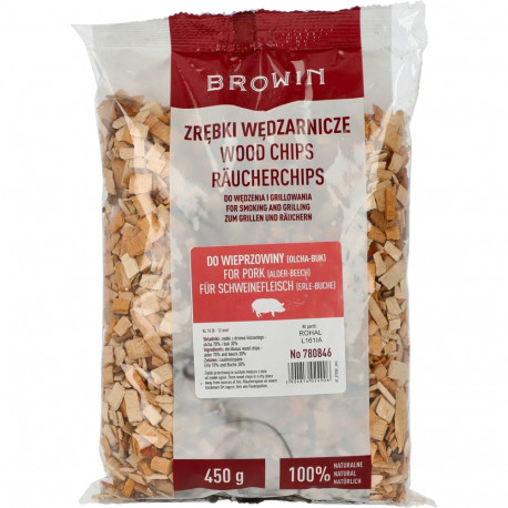 Chips for smoking/grilling pork - mix (70% alder, 30% beech), 450 g, cl.10 BROWIN 780846