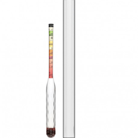 Browin 405656 shatterproof saccharometer with test tube, -5 to 35°Blg, compact