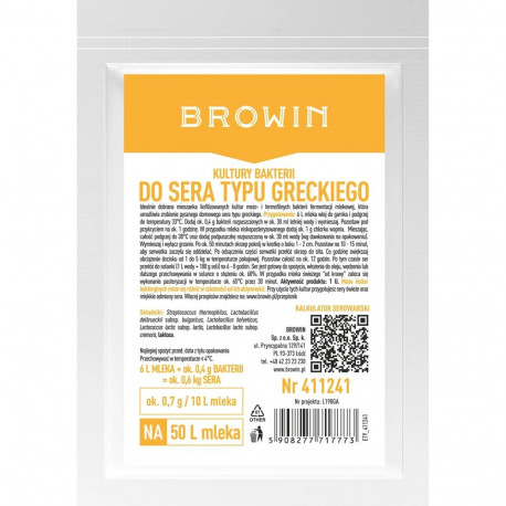 Browin Bakterikultuurid Kreeka juustule 411241, 3.0g, 1 U, 50 L piima, feta tüüpi juustule