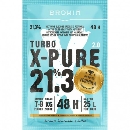 Browin Turbo X-Pure yeast 403103, 21.3%, 48h, 25L, 0.135kg, for sugar, fruit and grain washes