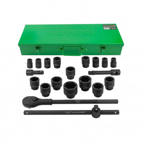 Impact Tool Set, Rockforce, RF-6212-5MPB, 3/4" 6-point, 21 pieces, CrMo steel