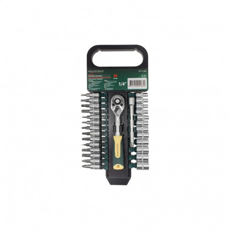 Kuuskantotsikute ja bittide komplekt, ROCKFORCE, RF-027-5MSA, 1/4", 27 osa, kroomvanadiumteras, 4-14