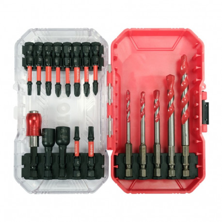 Kruvikeeraja otsikute komplekt kinnitamiseks betoonis terases puidus ja PVC-s 18 tk S2 teras PH PZ T