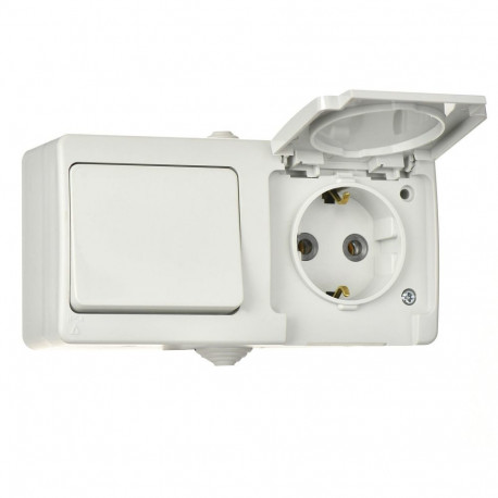 Elektriskais bloks 1 slēdzis 1 rozete IP54 ar sazemējumu 01071300-100181, GÜNSAN