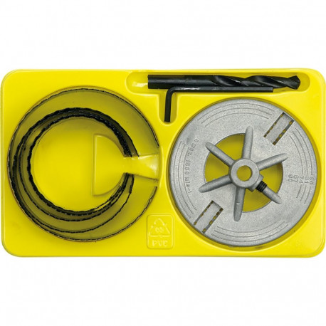 Vorel Hole Saw Set 28725, 8 pcs, 60-95 mm, #50 carbon steel, 1500 min⁻¹, wood, 10 mm, 30 mm, pilot d
