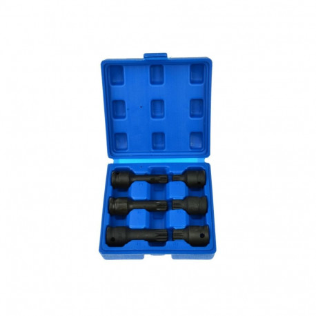 Geko impact socket set G10515, M14, M16, M18 x 43mm/78mm, Cr-Mo, black phosphate finish, 1/2" sq. dr