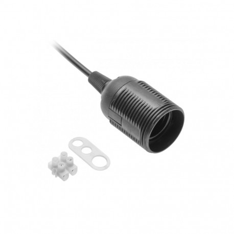 E27 patrona, AC220-240V, max.60W, 2x0,75mm2, melna, GZ-E27000-10 GTV