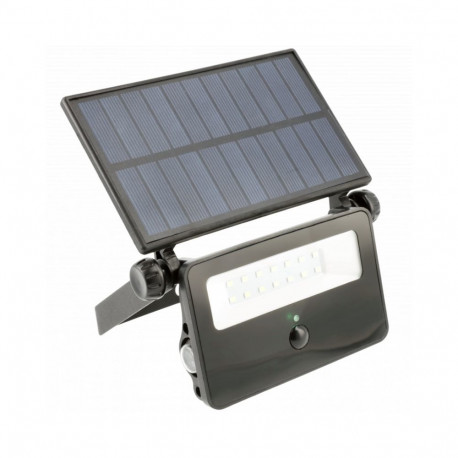 Solārais LED prožektors LUMOS, 10W, ar kustības sensoru, 850lm, 6400K, IP65, 120°, saules panelis, L