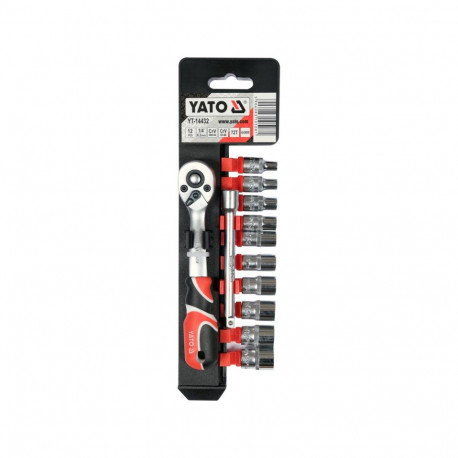 Socket set with ratchet for tightening bolts and nuts 1/4" 4-13mm 72 teeth AS-DRIVE 12pcs YT-14432 Y