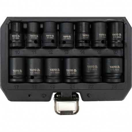 Impact socket set for impact wrenches 1/2" 6-point CrMo SCM-440 10-24mm 13pcs YT-10251 YATO