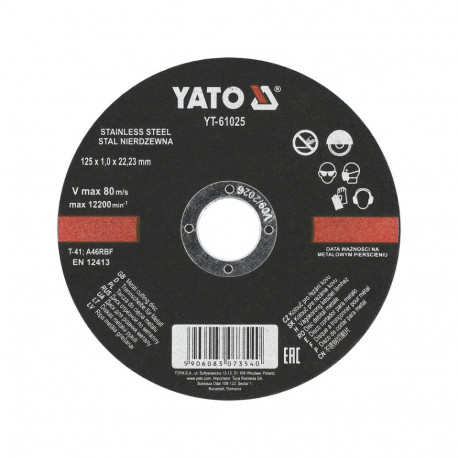 Inox Cutting Disc 125X1, 0X22, 2Mm YT-61025 YATO