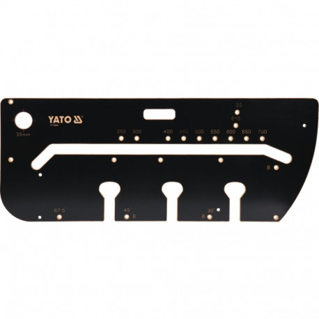 Yato YT-70890 köögi tööpindade freesimise šabloon, 1000x390x12 mm, lamineeritud MDF, 30/45/67.5°, 25