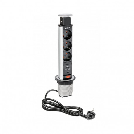 Pistikupesade torn lauale 60mm; AE-BPW3S60U-80