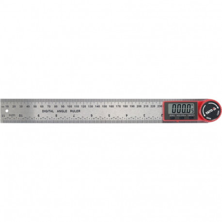 Yato YT-71004 digitaalne nurgamõõdik, 300mm, 0-360°, 0.05°, ±0.2°, LCD, teras, CR2032
